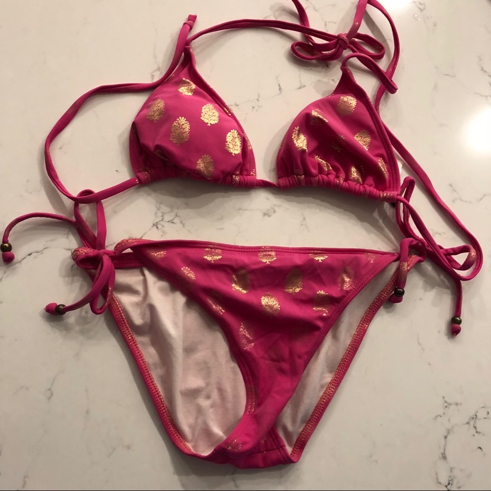 Tommy Hilfiger Pink ang Gold pineapple bikini